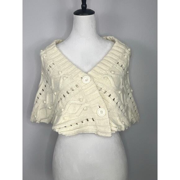 Vintage Only White Cape Shawl Size Small Wool Blend - Picture 1 of 5